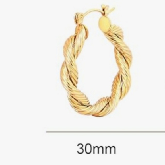 18k Gold Chunky Twisted Hoop Earrings NWT
